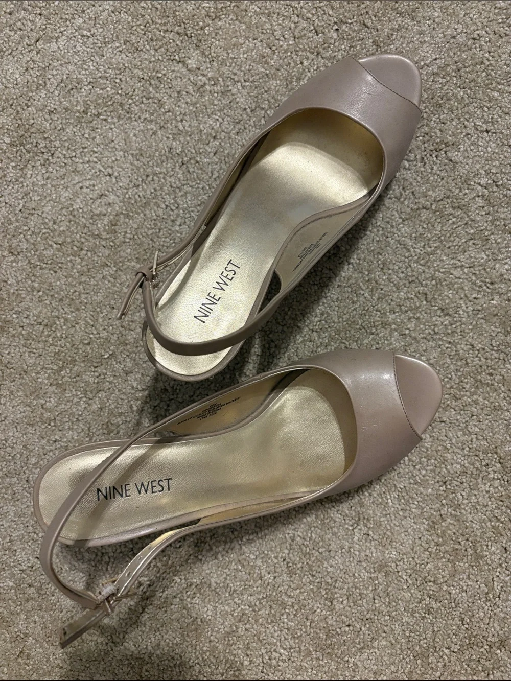 Nine West Nude/Blush Peep-Toe Slingback Heels